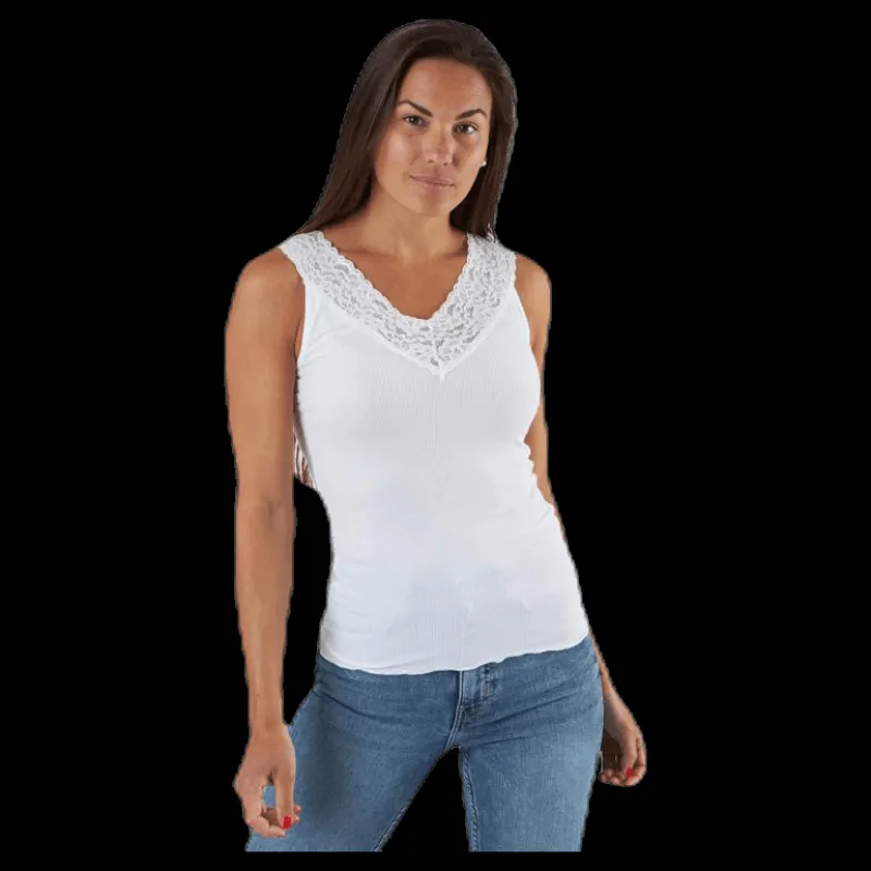 Pieces Siri Sl Top White Vit Outlet