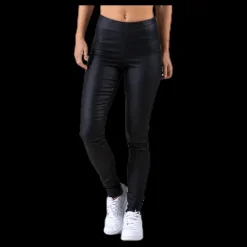 Online Pieces Skin Paro Hw Coated Leggings Black Svart