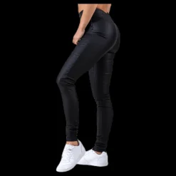 Online Pieces Skin Paro Hw Coated Leggings Black Svart