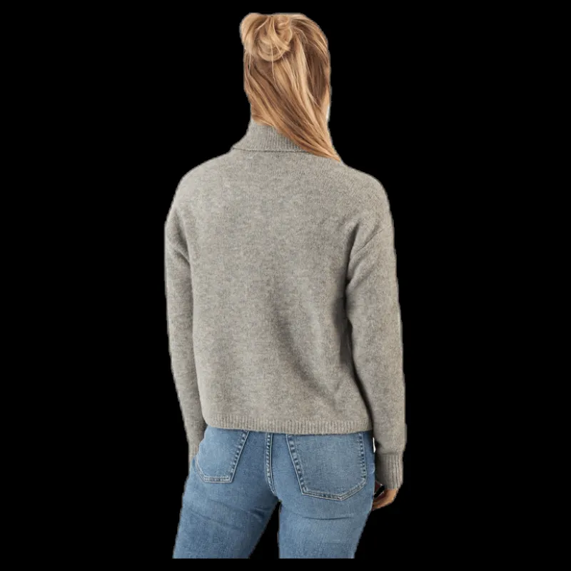 Online Pieces Skyla Ls Roll Neck Wool Knit Grey Grå