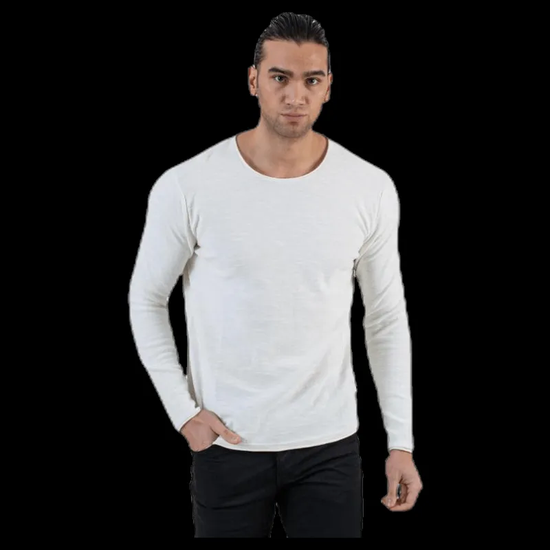Hot Jack & Jones Slub Knit Crew Neck Sts White Vit