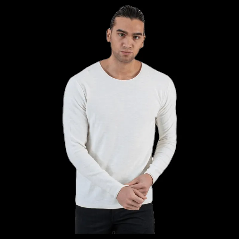 Hot Jack & Jones Slub Knit Crew Neck Sts White Vit