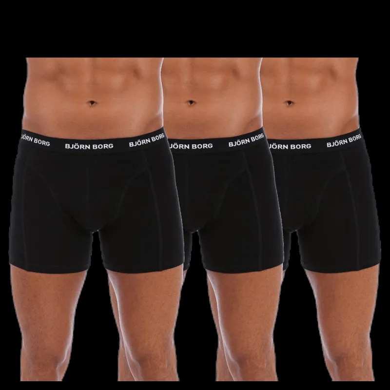 Björn Borg Solid Shorts 3-Pack Black Svart