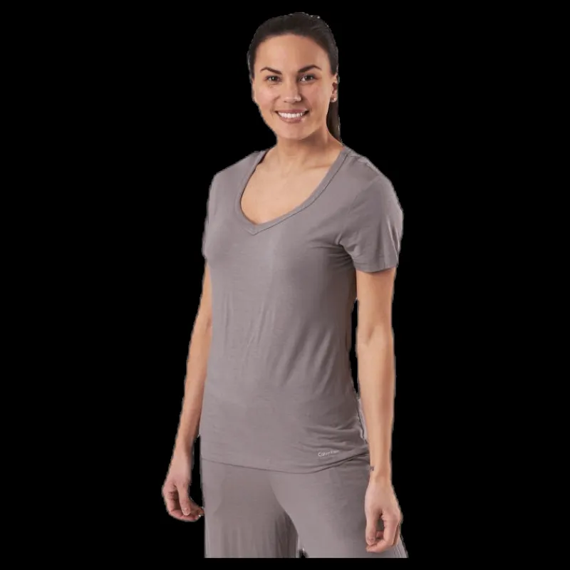 Outlet Calvin Klein Sophisticated Modal S/S V-Neck Beige