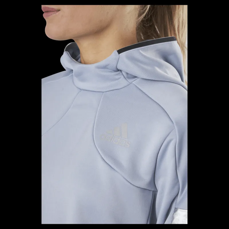 New adidas Space Race Hoodie Women Halo Silver Grå