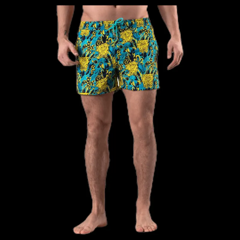 Hot Happy Socks Sponge Bob Swim Shorts Blue/Yellow Blå och Gul