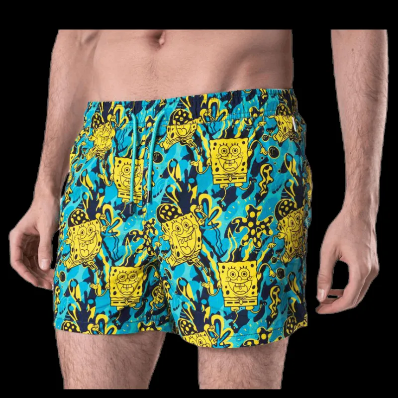 Hot Happy Socks Sponge Bob Swim Shorts Blue/Yellow Blå och Gul