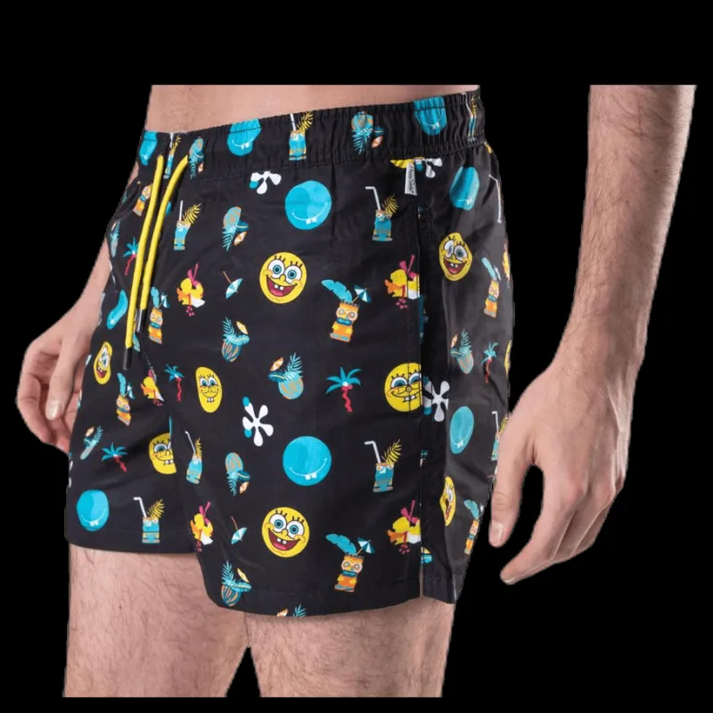 Happy Socks Sponge Bob Swim Shorts Black Svart Online