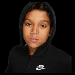 Nike Sportswear Club Big Kids' Full-Zip Hoodie BLACK/BLACK/WHITE Svart Hot