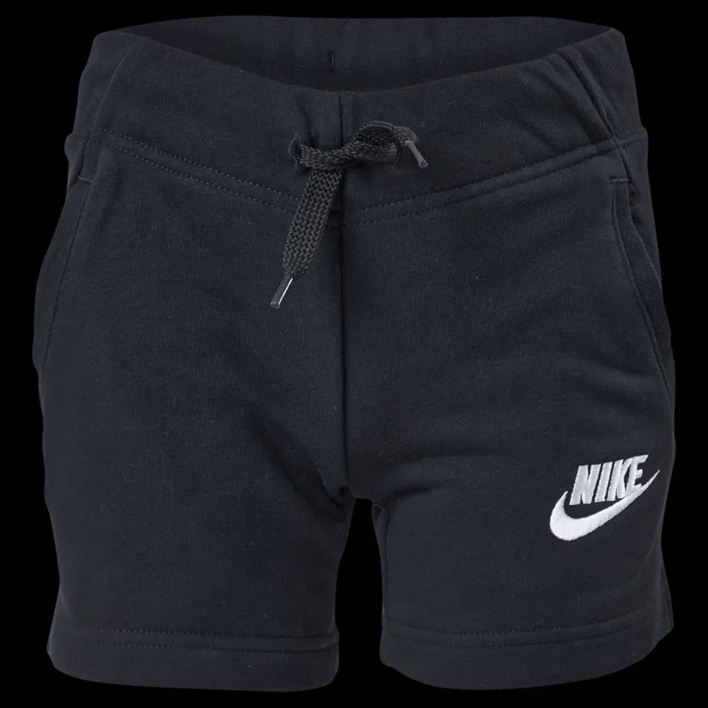 Nike Sportswear Club Big Kids' (Girls') French Terry Shorts BLACK/WHITE Svart New