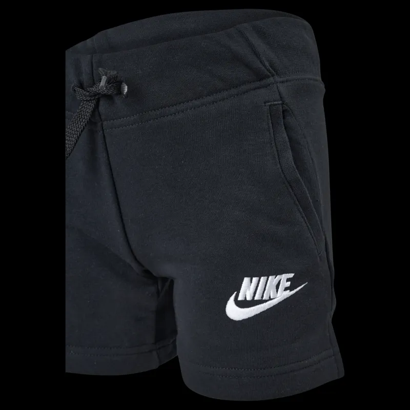 Nike Sportswear Club Big Kids' (Girls') French Terry Shorts BLACK/WHITE Svart New