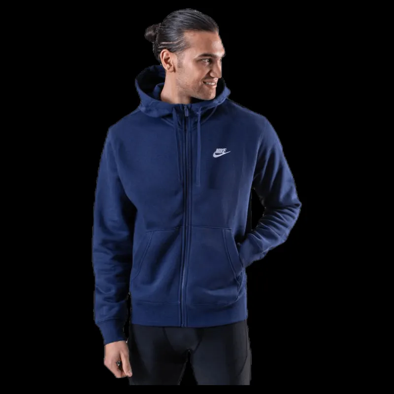 Nike Sportswear Club Fleece Men's Full-Zip Hoodie MIDNIGHT NAVY/MIDNIGHT NAVY/WHITE Blå Online