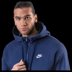 Nike Sportswear Club Fleece Men's Full-Zip Hoodie MIDNIGHT NAVY/MIDNIGHT NAVY/WHITE Blå Online