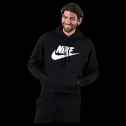 Nike Sportswear Club Fleece Men's Graphic Pullover Hoodie BLACK/BLACK/WHITE Svart Best