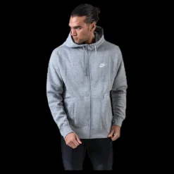 Online Nike Sportswear Club Fleece Men's Full-Zip Hoodie DK GREY HEATHER/MATTE SILVER/WHITE Grå