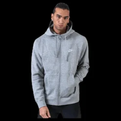 Online Nike Sportswear Club Fleece Men's Full-Zip Hoodie DK GREY HEATHER/MATTE SILVER/WHITE Grå