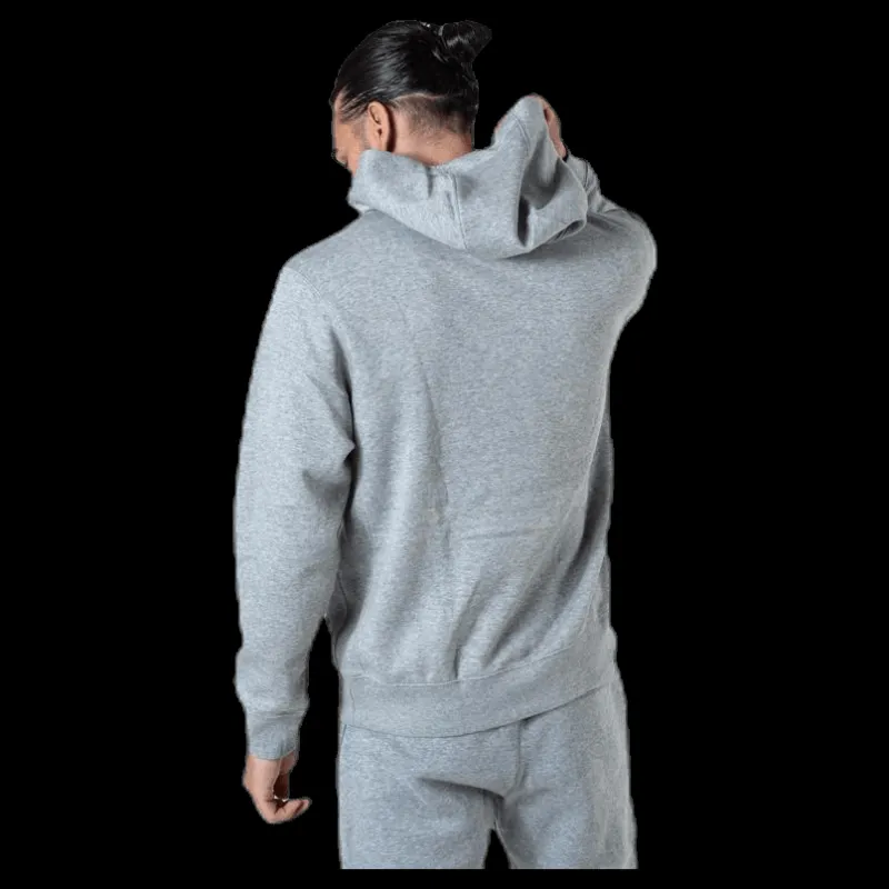 New Nike Sportswear Club Fleece Pullover Hoodie DK GREY HEATHER/MATTE SILVER/WHITE Grå