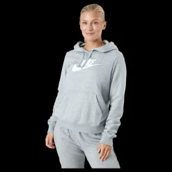 Nike Sportswear Club Fleece Women's Logo Pullover Hoodie DK GREY HEATHER/WHITE Grå Online