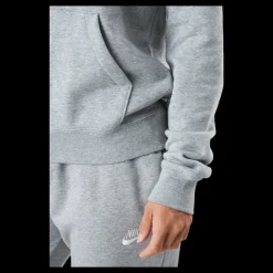 Nike Sportswear Club Fleece Women's Logo Pullover Hoodie DK GREY HEATHER/WHITE Grå Online