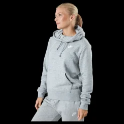 Nike Sportswear Club Fleece Women's Funnel Hoodie DK GREY HEATHER/WHITE Grå Best