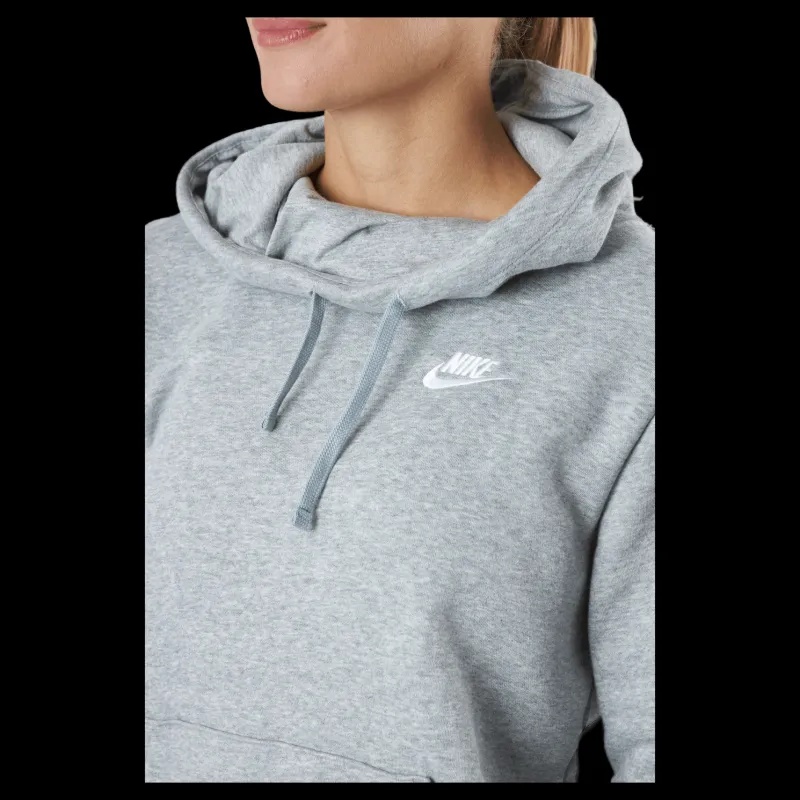 Nike Sportswear Club Fleece Women's Funnel Hoodie DK GREY HEATHER/WHITE Grå Best