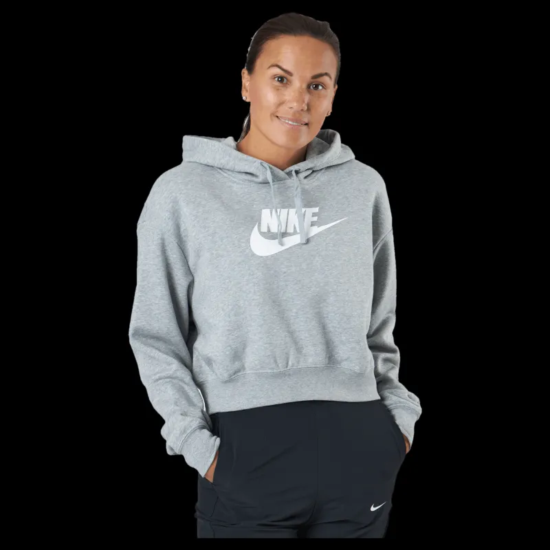 Nike Sportswear Club Fleece Women's Cropped Hoodie DK GREY HEATHER/WHITE Grå Best