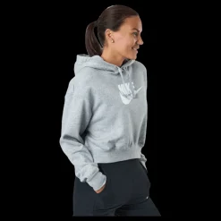 Nike Sportswear Club Fleece Women's Cropped Hoodie DK GREY HEATHER/WHITE Grå Best