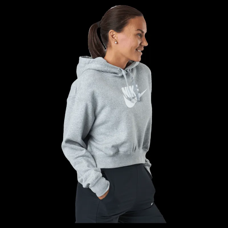 Nike Sportswear Club Fleece Women's Cropped Hoodie DK GREY HEATHER/WHITE Grå Best