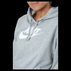 Nike Sportswear Club Fleece Women's Cropped Hoodie DK GREY HEATHER/WHITE Grå Best