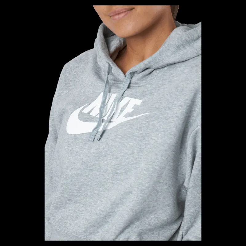 Nike Sportswear Club Fleece Women's Cropped Hoodie DK GREY HEATHER/WHITE Grå Best