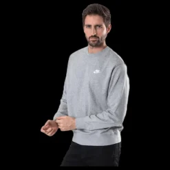 Nike Sportswear Club Men's French Terry Crew DK GREY HEATHER/WHITE Grå Online