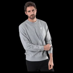 Nike Sportswear Club Men's French Terry Crew DK GREY HEATHER/WHITE Grå Online