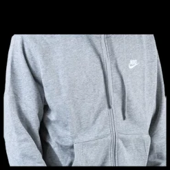 Nike Sportswear Club Men's Full-Zip Hoodie DK GREY HEATHER/MATTE SILVER/WHITE Grå Discount