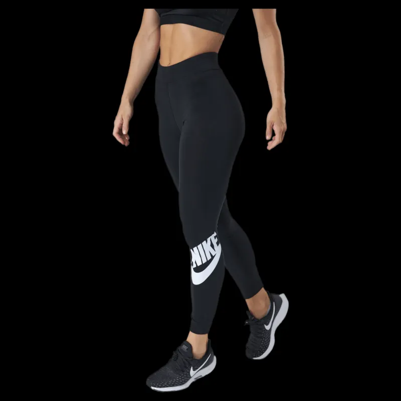 Hot Nike Sportswear Essential Women's High-Waisted Logo Leggings BLACK/WHITE Svart