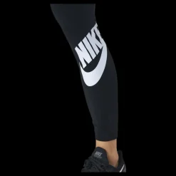 Hot Nike Sportswear Essential Women's High-Waisted Logo Leggings BLACK/WHITE Svart