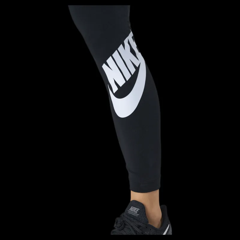 Hot Nike Sportswear Essential Women's High-Waisted Logo Leggings BLACK/WHITE Svart
