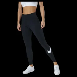 Nike Sportswear Essential Women's Mid-Rise Swoosh Leggings BLACK/WHITE Svart Online