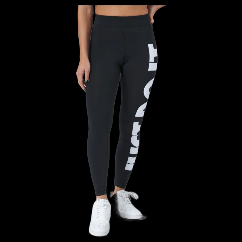 Online Nike Sportswear Essential Women's High-Waisted Graphic Leggings BLACK/WHITE Svart