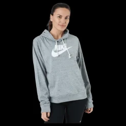 Nike Sportswear Gym Vintage Women's Pullover Hoodie DK GREY HEATHER/WHITE Grå Outlet