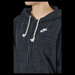 Best Nike Sportswear Gym Vintage Women's Full-Zip Hoodie BLACK/WHITE Svart