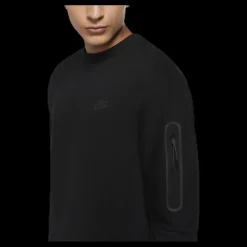 Online Nike Sportswear Tech Fleece Men's Crew Sweatshirt BLACK/BLACK Svart
