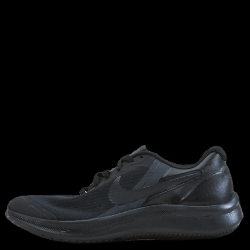 Discount Nike Star Runner 3 Big Kids' Road Running Shoes BLACK/BLACK-DK SMOKE GREY Svart