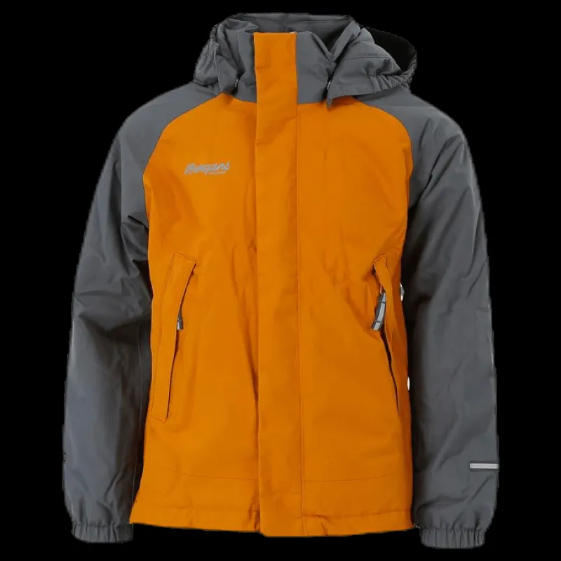 Sale Bergans of Norway Storm Ins Kids Jacket 10 000 mm Grey/Yellow Grå och Gul