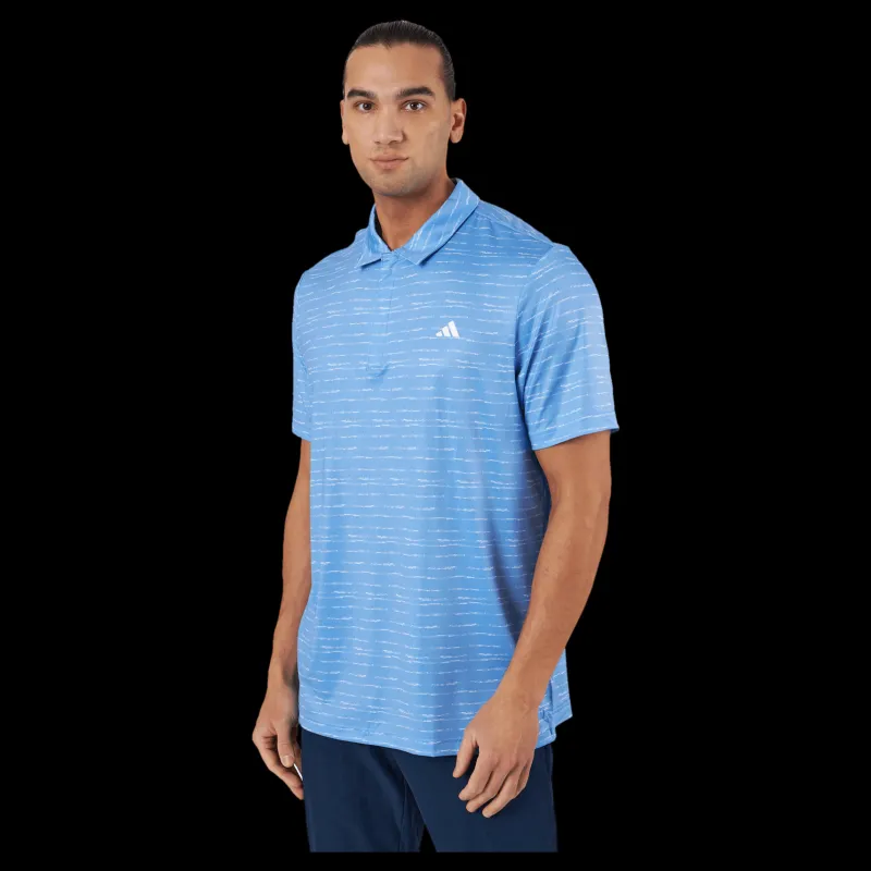 adidas Stripe Zip Golf Polo Shirt Blufus/White Blå Hot