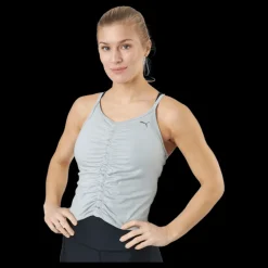 Puma Studio Foundation Ruched Tank Light Gray Heather Vit Hot