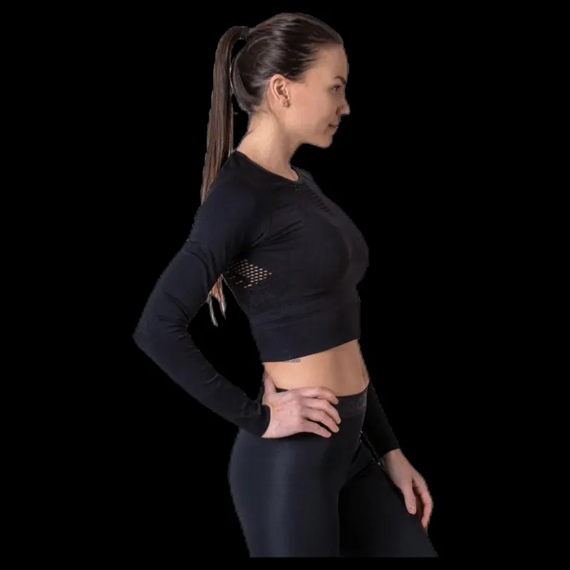 Superdry Studio Seamless Long Sleeve Black Svart