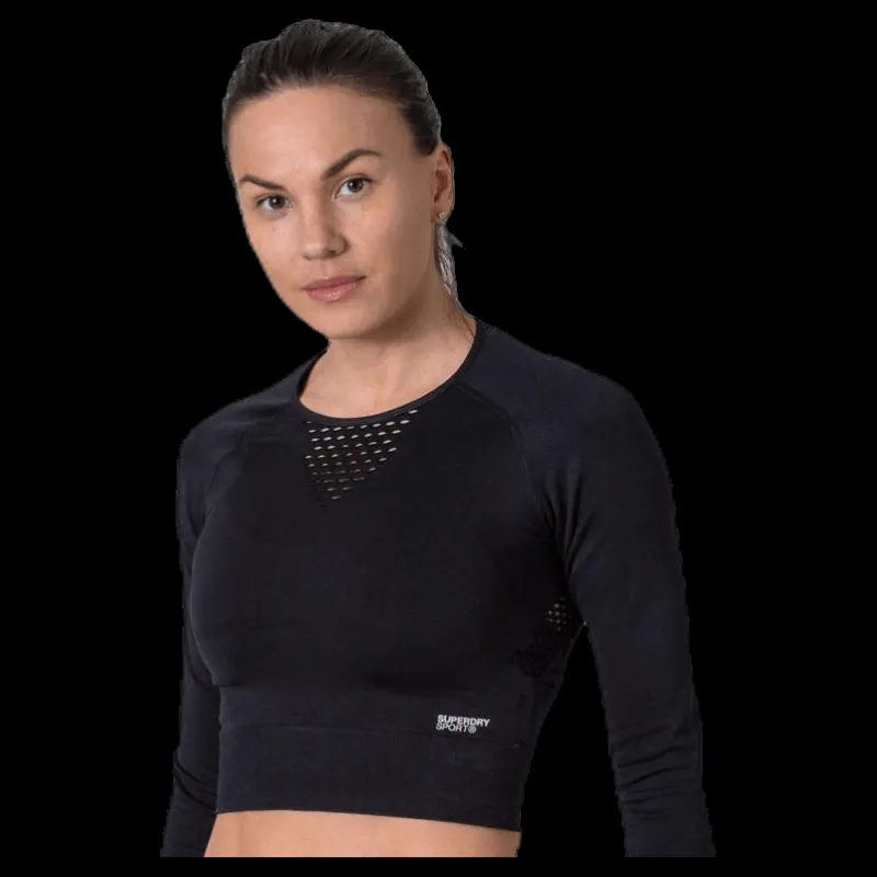 Superdry Studio Seamless Long Sleeve Black Svart