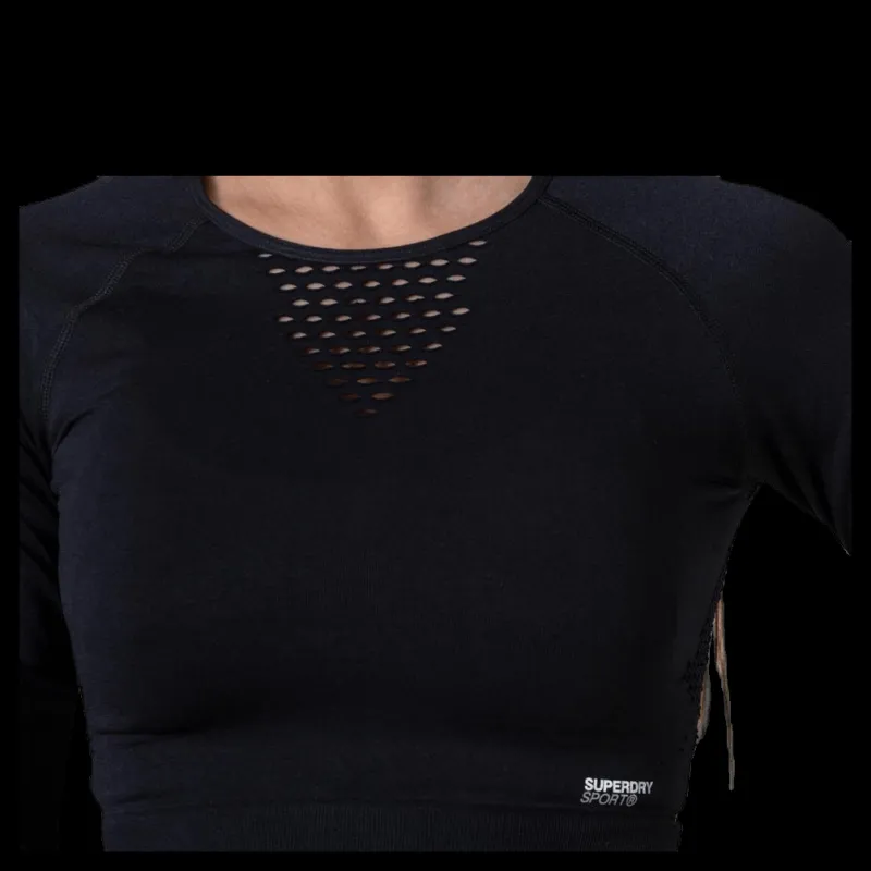 Superdry Studio Seamless Long Sleeve Black Svart