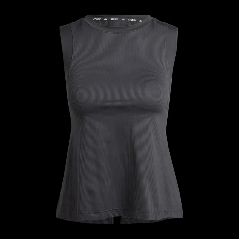 adidas Studio Tank Top Black / Grey Six Svart Discount