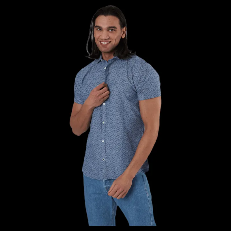 Outlet Jack & Jones Summer Blackpool Shirt S/S Blue Blå